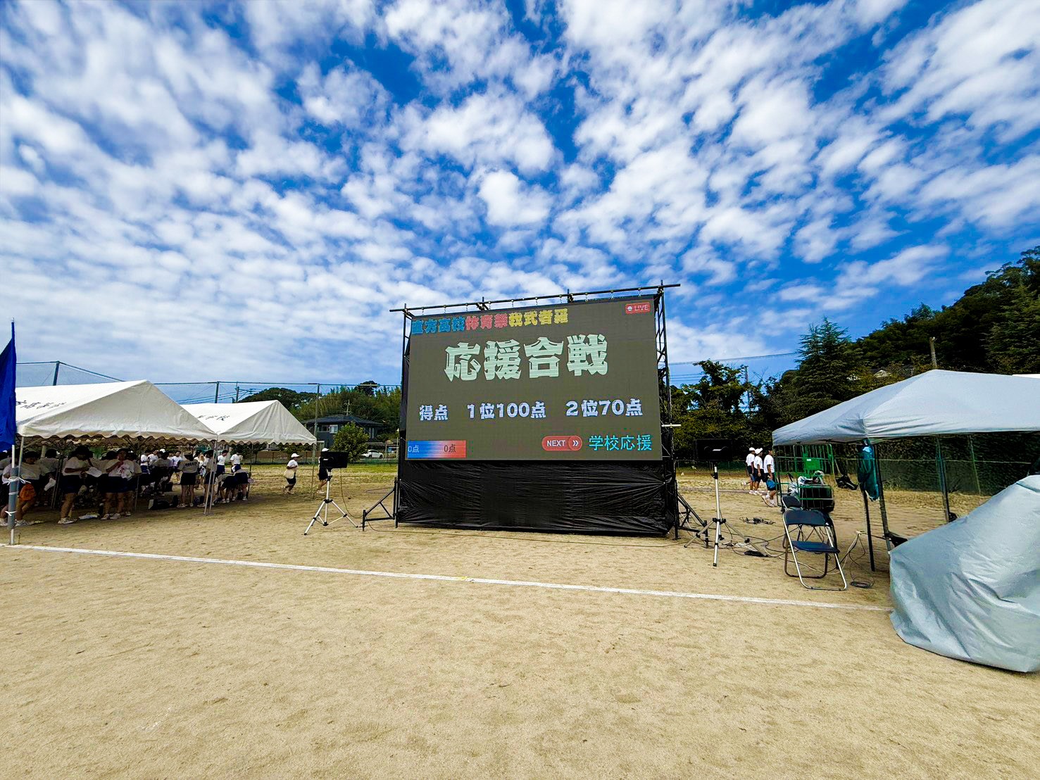 直方高校の体育祭に高輝度LEDヴィジュアルウォールを設置